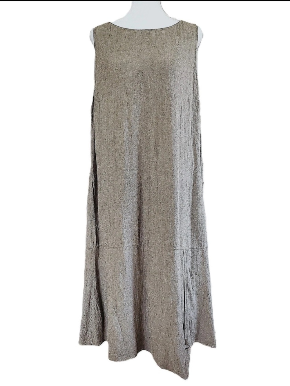 J. Jill Pure Jill Taupe Linen blend Midi Dress with Pockets